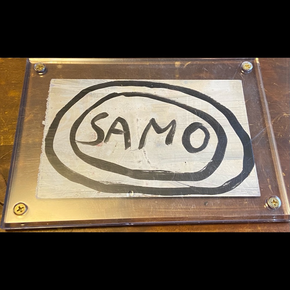 Mixed media on a postcard by basquiat! Framed, too!